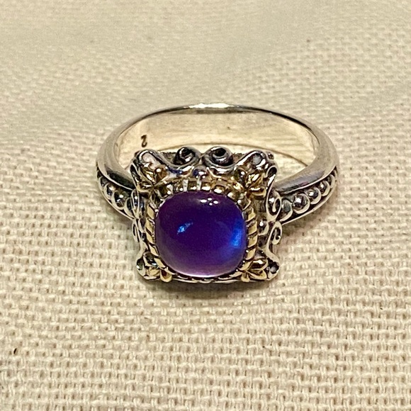 Konstantino Sterling Silver and 18K Gold Amethyst Cabochon Ring - Picture 12 of 12